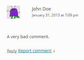Report a comment link in WordPress