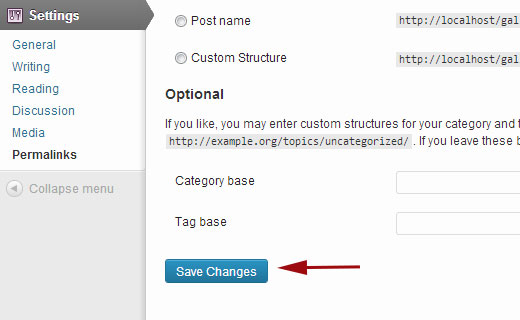 Update WordPress Permalinks settings